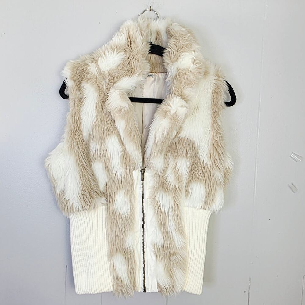Vintage Charlotte Russe Y2K Faux Fur Vest Large Cream Zip Front Glam Snow Bunny - Picture 7 of 15